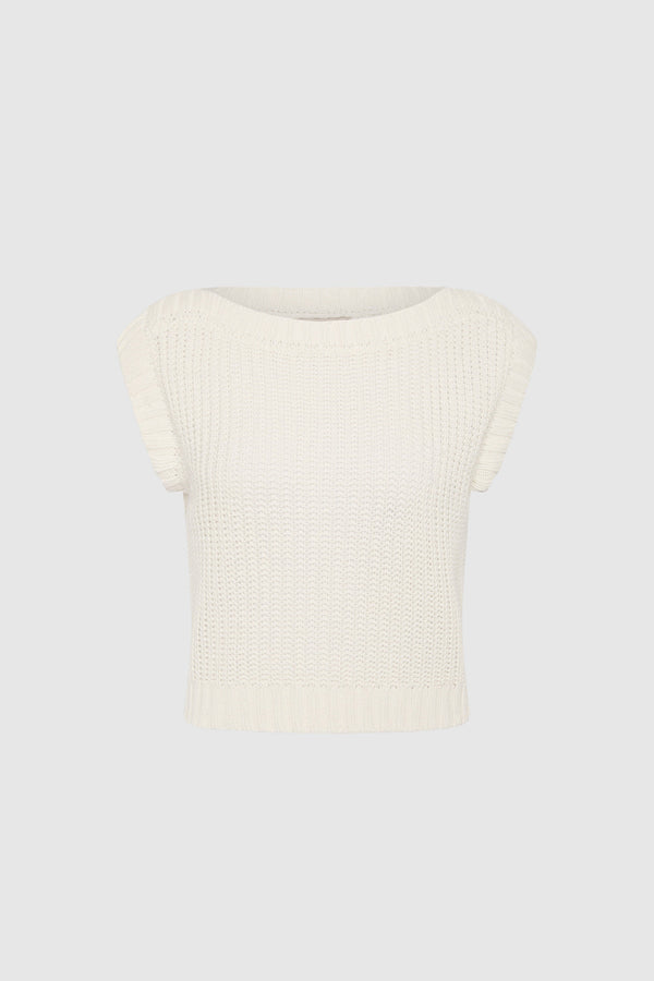 Relaxed Bateau Top - Off White