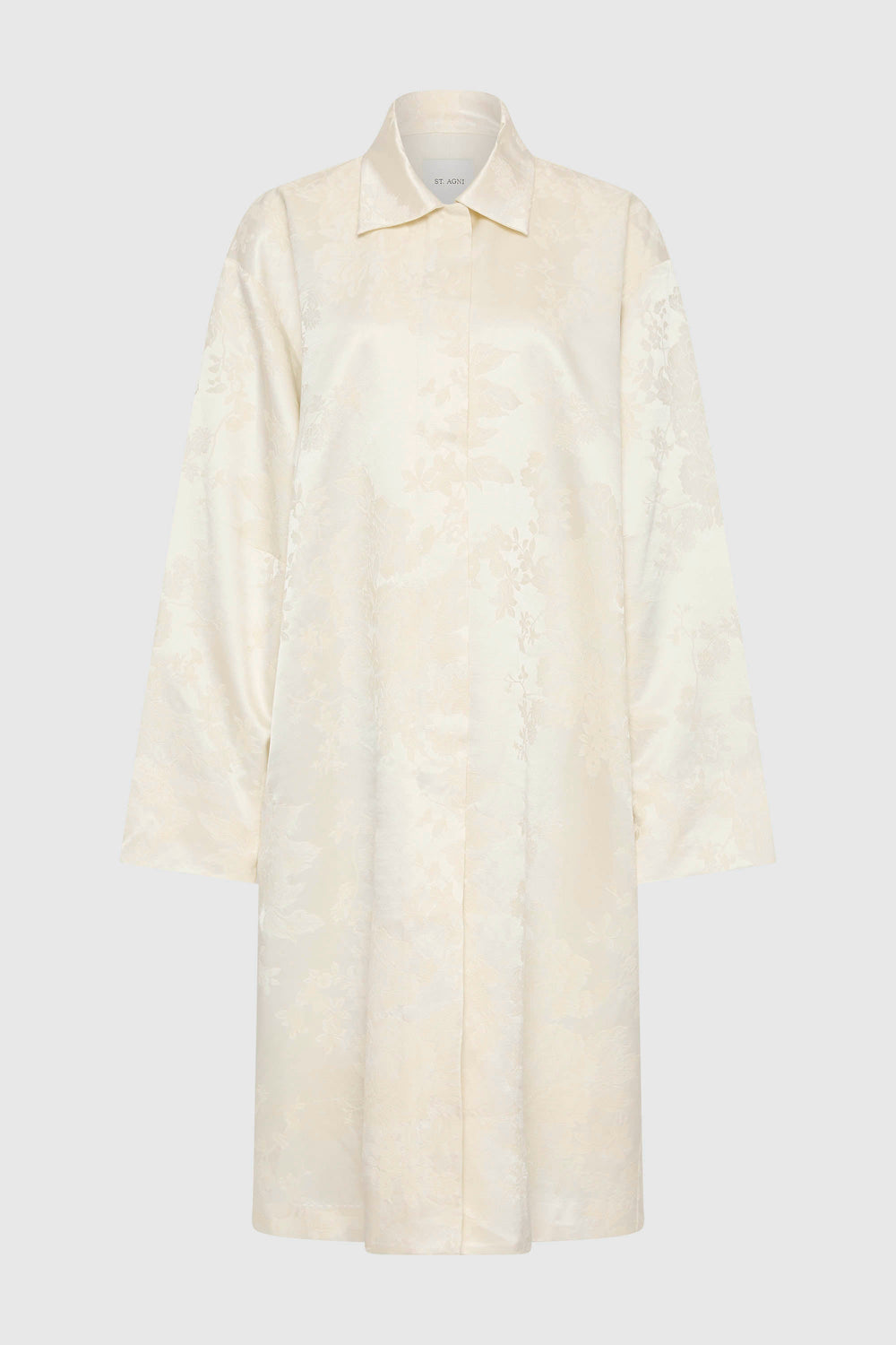 Silk Wool Jacquard Coat - Talco - Ghost