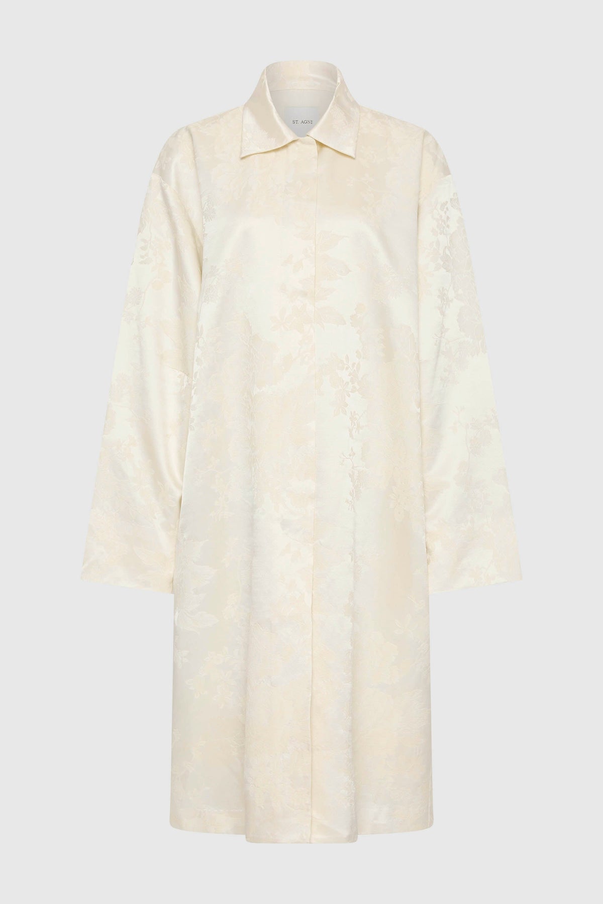 Silk Wool Jacquard Coat - Talco - Ghost