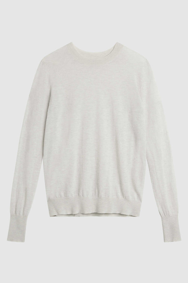 Merino Wool Slit Sleeve Sweater - Light Grey Marle