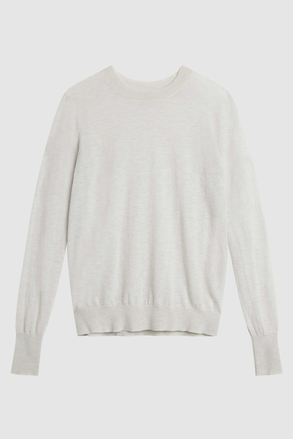 Merino Wool Slit Sleeve Sweater - Light Grey Marle