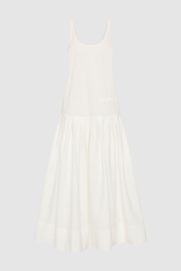 Relaxed Pleat Dress - Off White