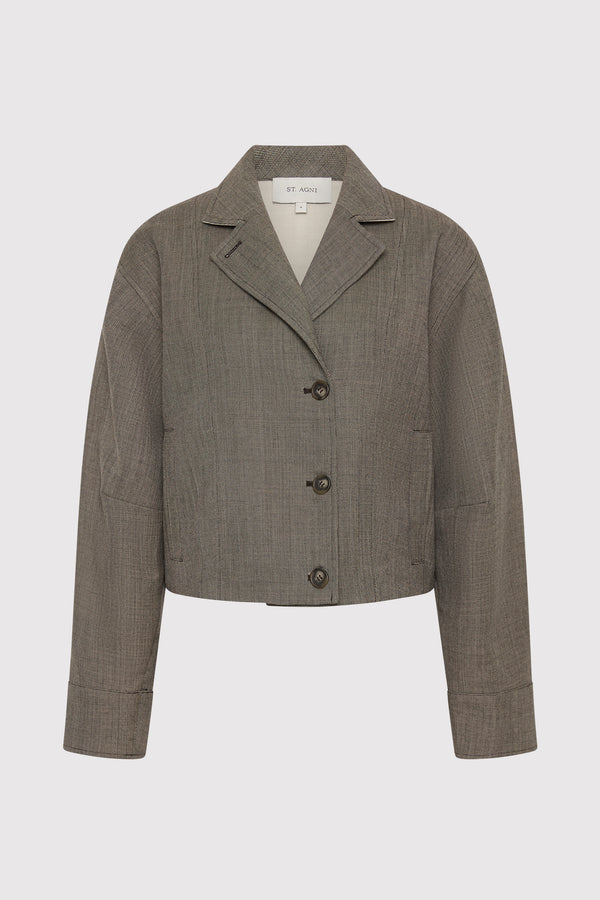 Wool Cocoon Bomber - Parquetry