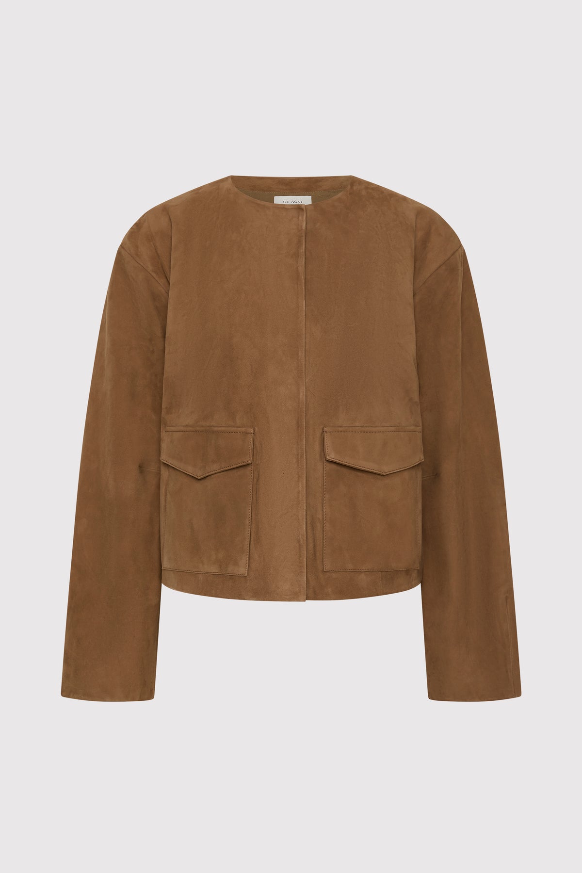 Suede Utility Cocoon Bomber - Toffee