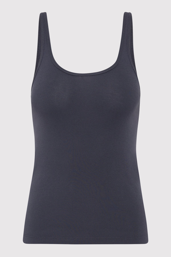 Organic Cotton Slim Scoop Tank - Storm