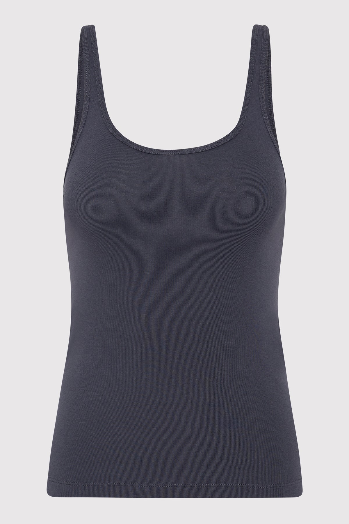 Organic Cotton Slim Scoop Tank - Storm