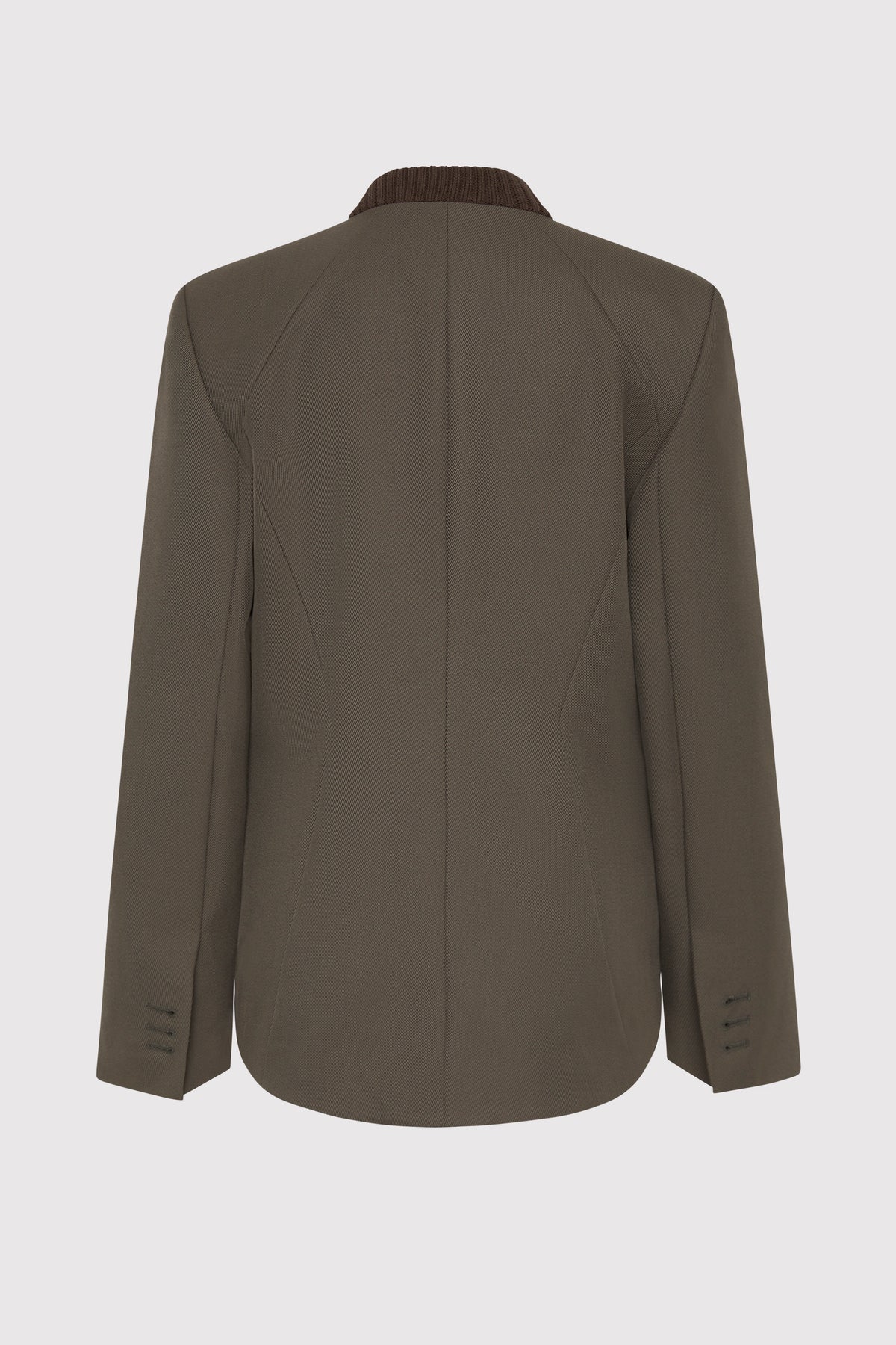 Rib Collar Blazer - Khaki