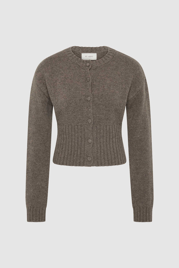 Wool Cardigan - Taupe Melange