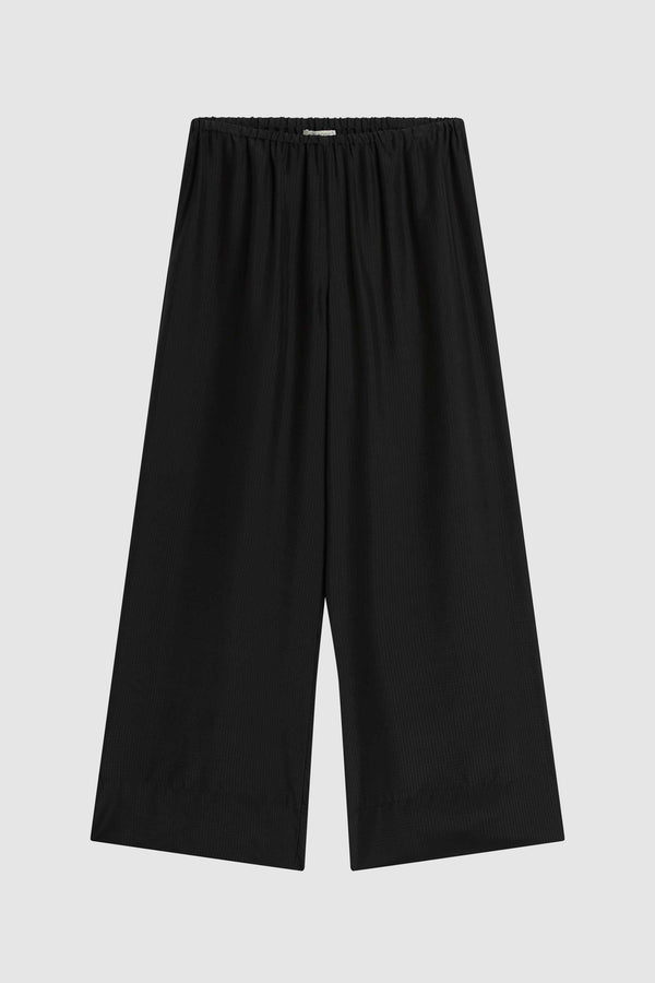 Silk Grid Relaxed Pants - Black