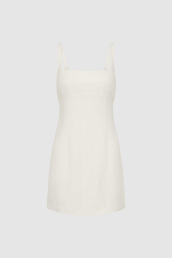 Tailored Square Neck Mini Dress - Off White