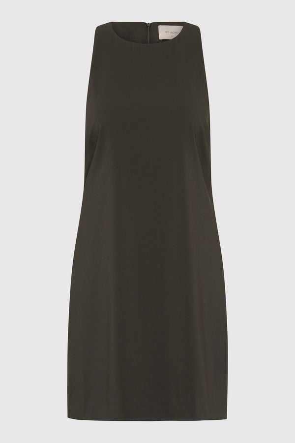 Cut Away Shift Dress - Black Olive