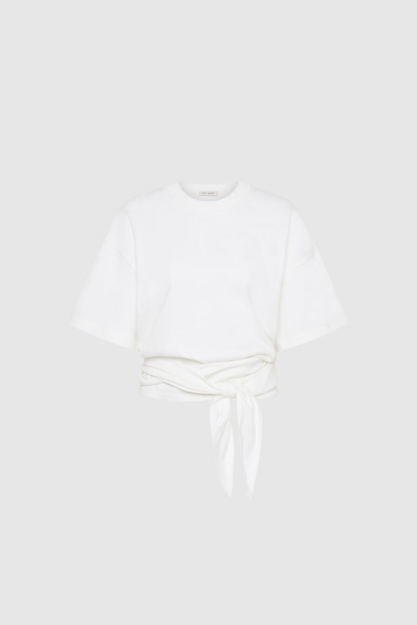 Cotton Jersey Split Back Tee - Off White