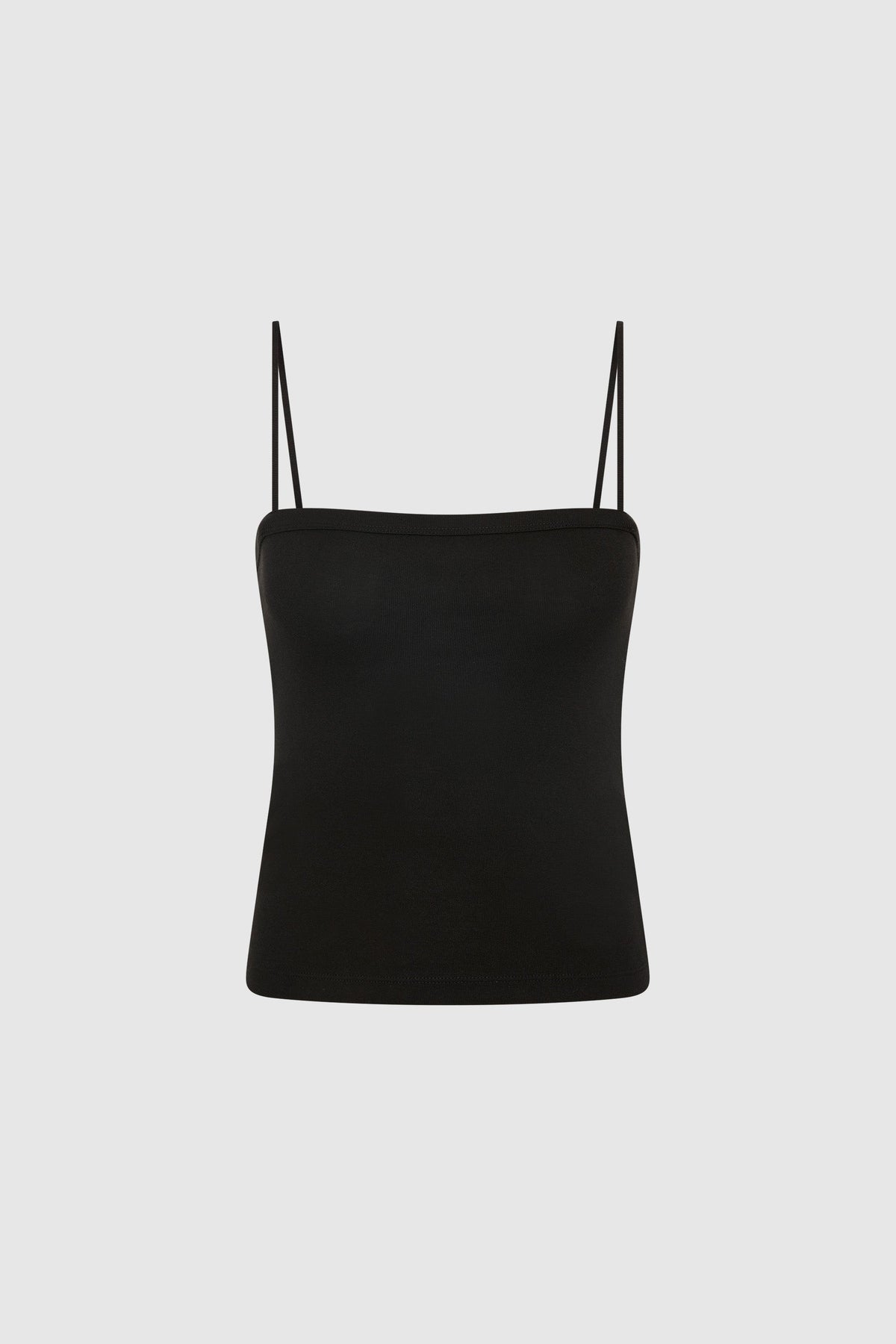 Organic Cotton Square Neck Cami - Jet Black