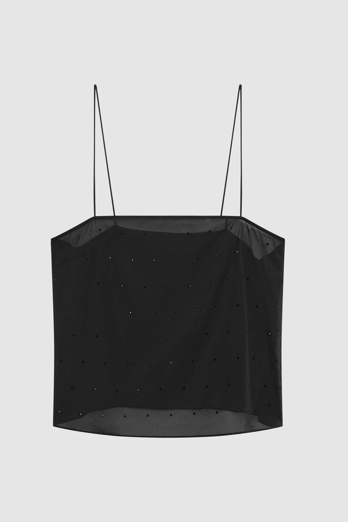 Silk Glass Beaded Cami - Black