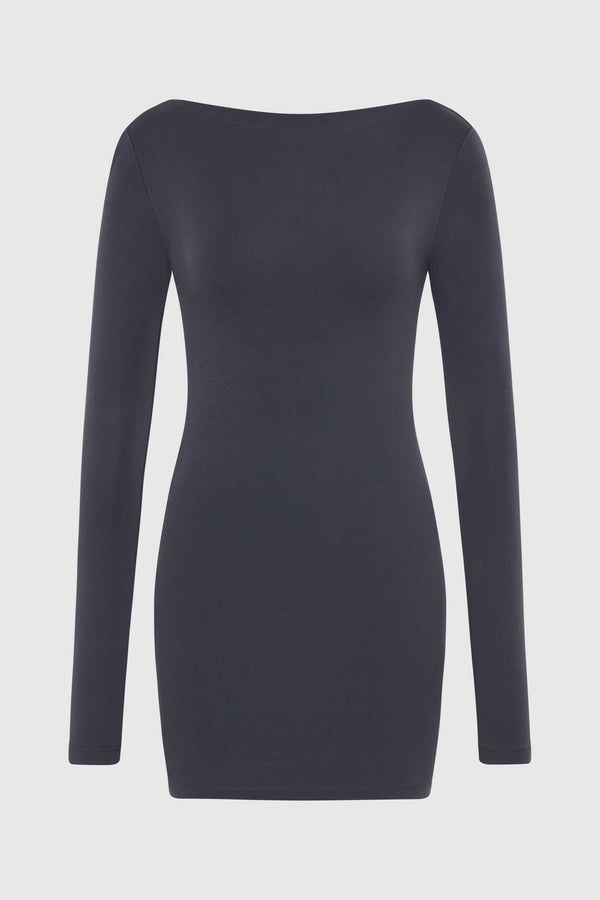 Organic Cotton Bateau Dress - Storm