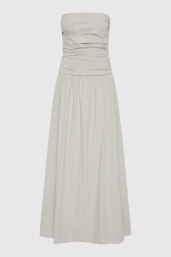 Gathered Strapless Tie Back Dress - Silver