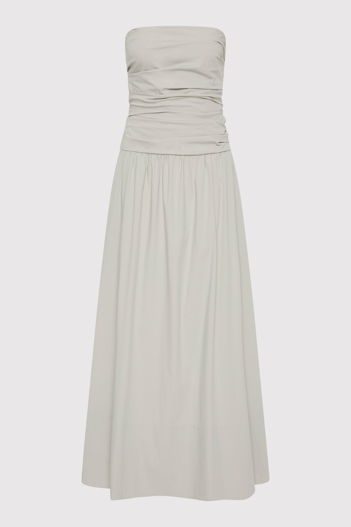 Gathered Strapless Tie Back Dress - Silver