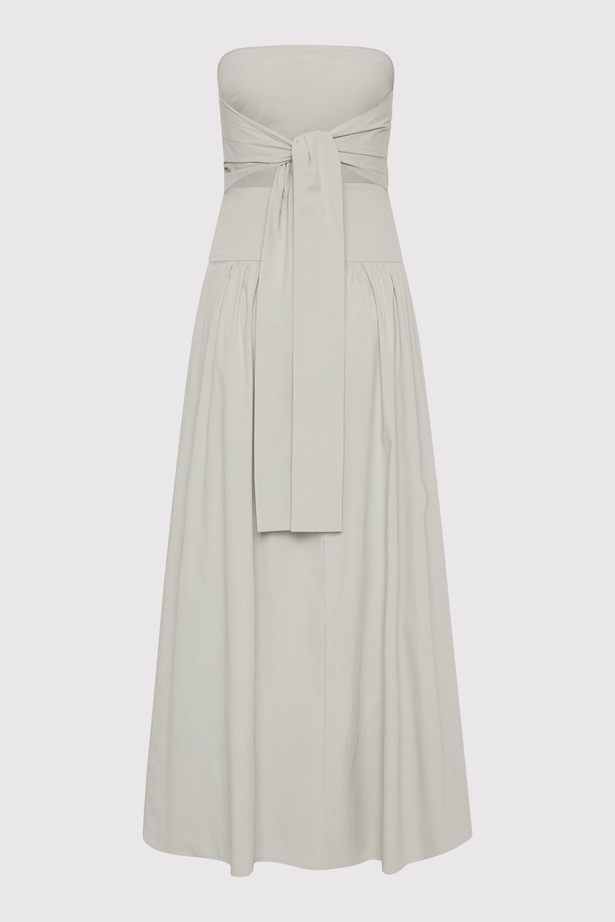 Gathered Strapless Tie Back Dress - Silver