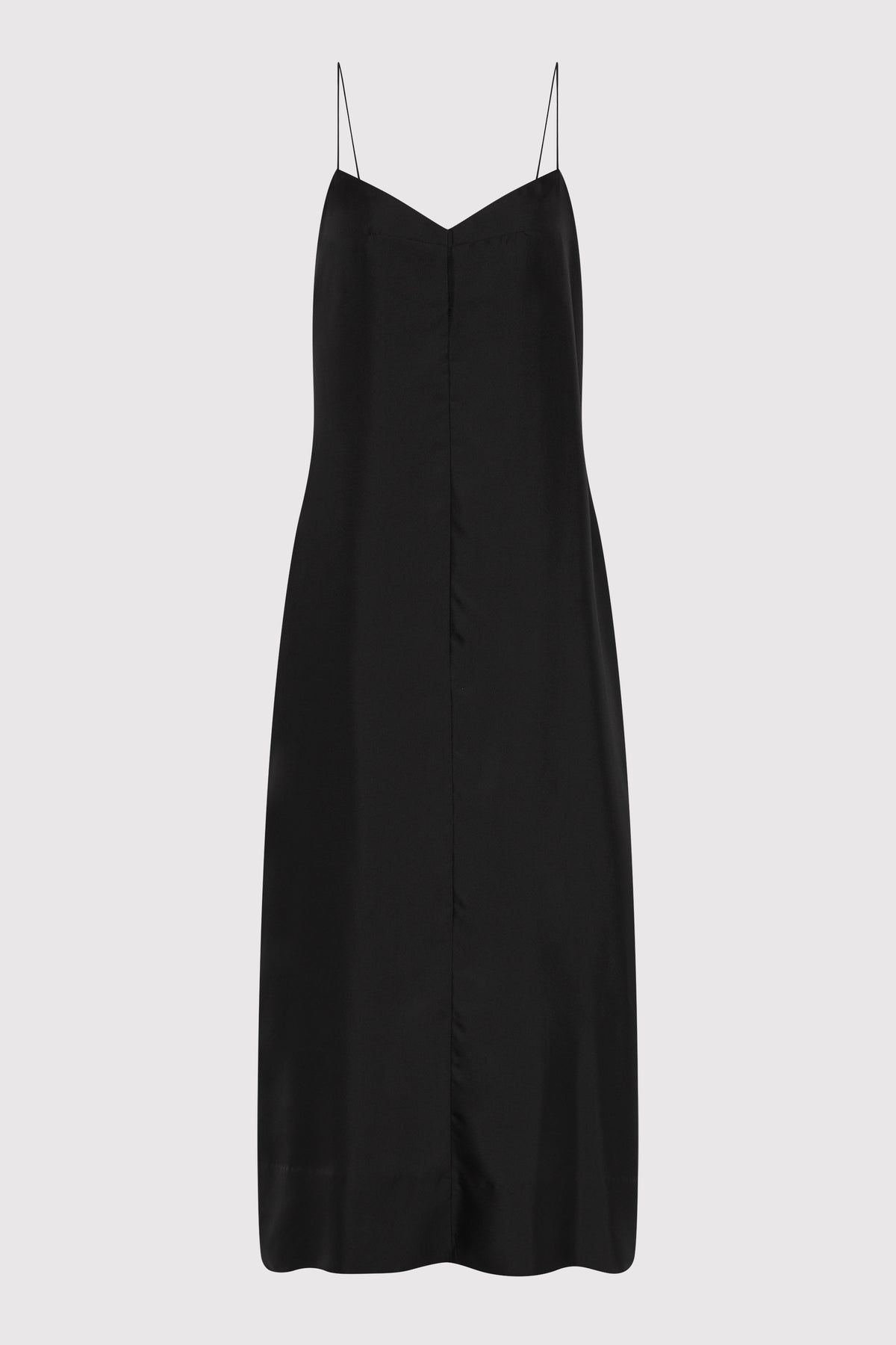 Silk Twill Slip Dress - Black