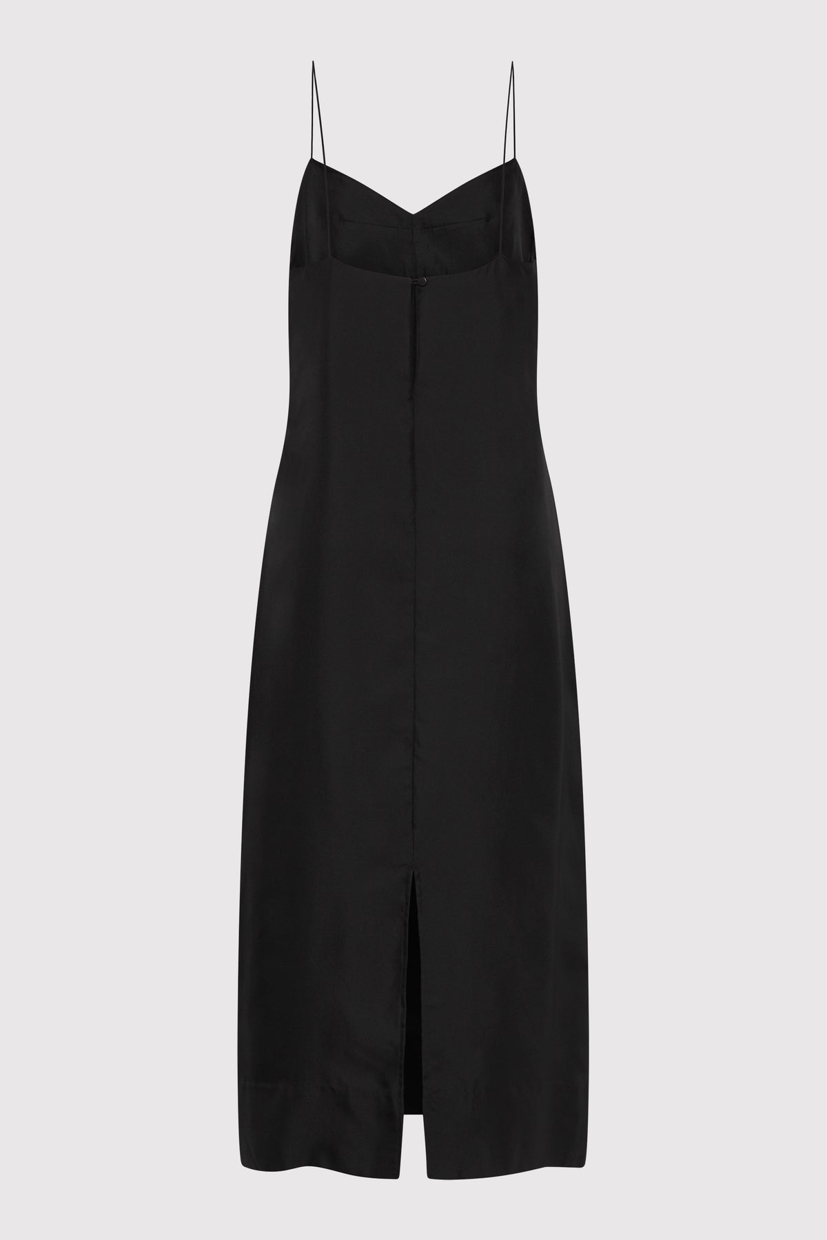 Silk Twill Slip Dress - Black