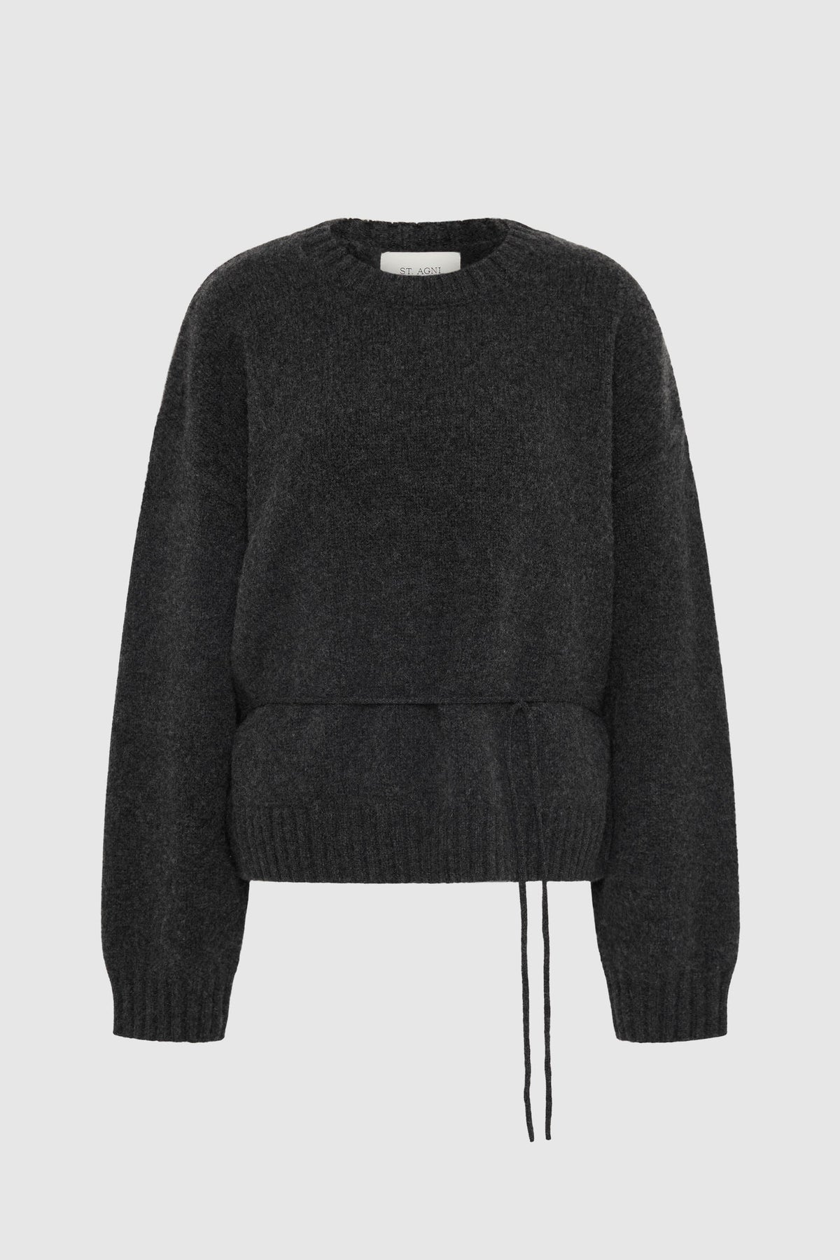 Wool Crew Neck Jumper - Dark Charcoal Melange