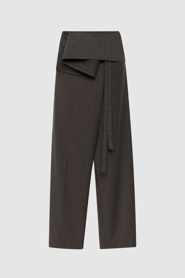 Wool Tailored Fisherman Pants - Mulch