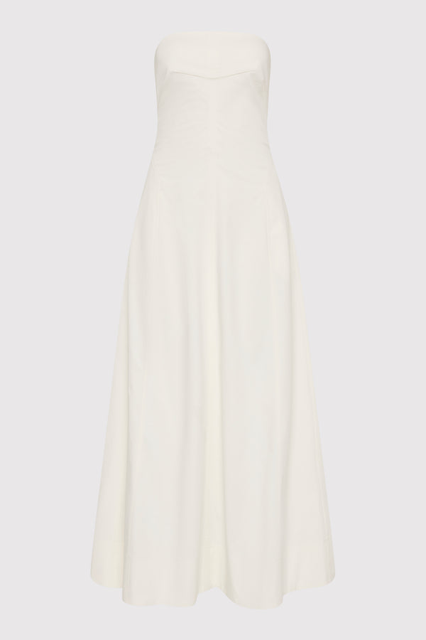 Sculpted Cotton Strapless Dress - Milk
