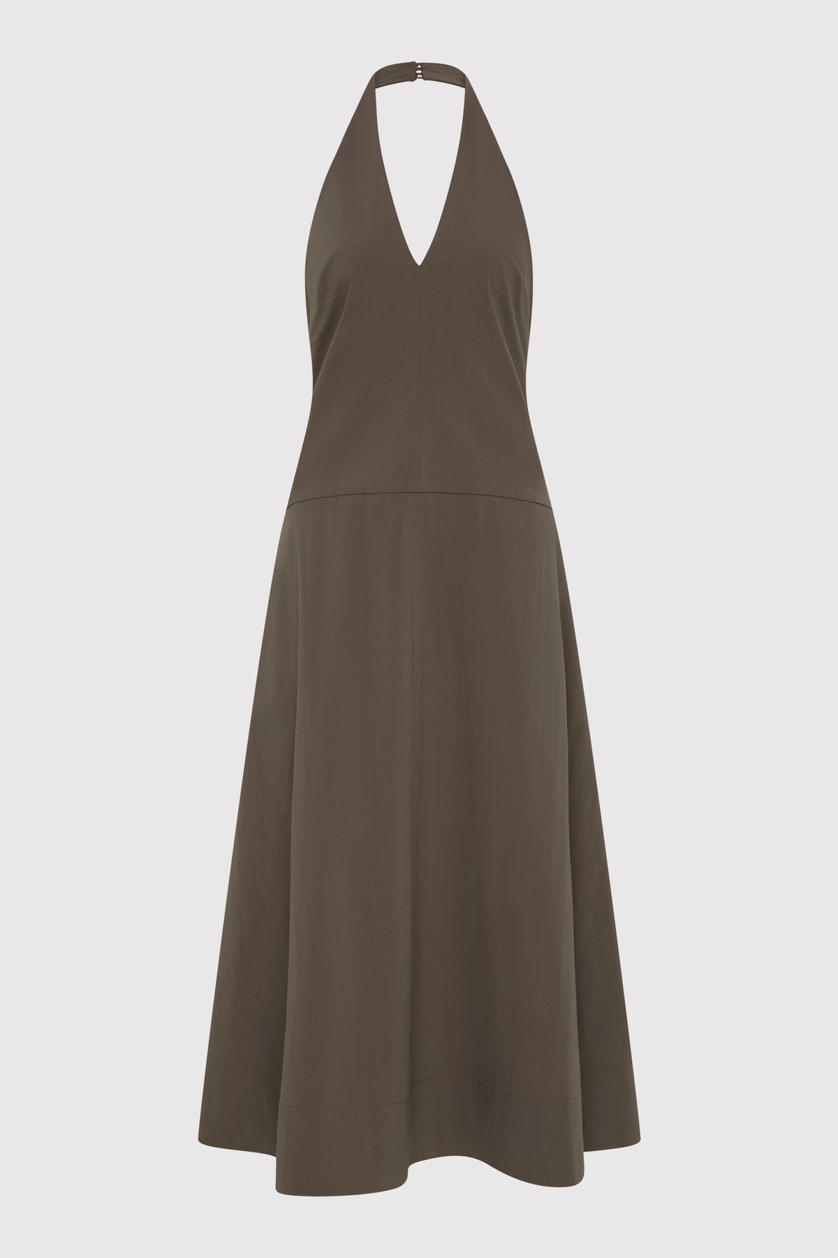 Halter Plunge Dress - Khaki