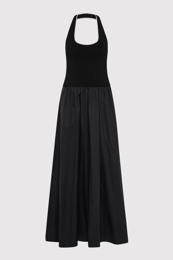 Halter Gathered Dress - Black
