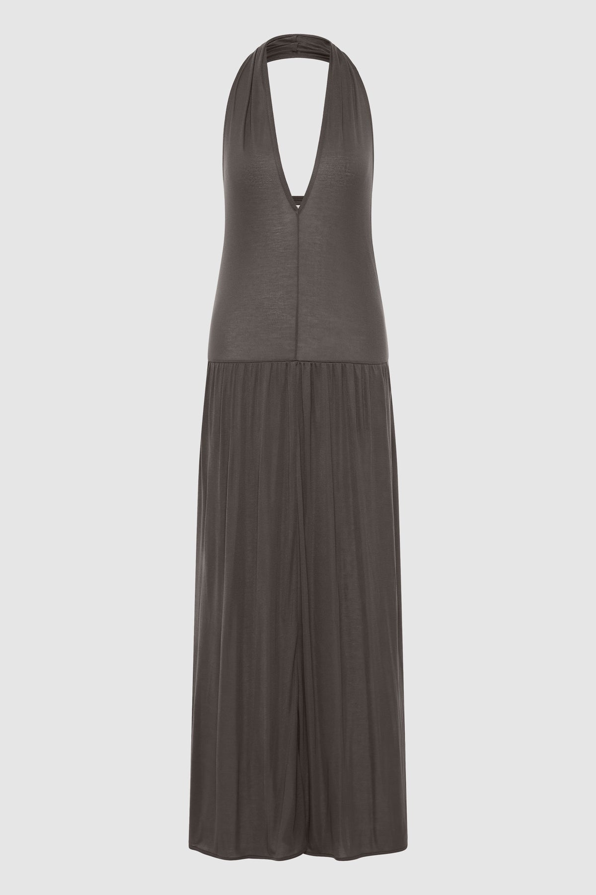 Fluid Jersey Halter Dress - Soot