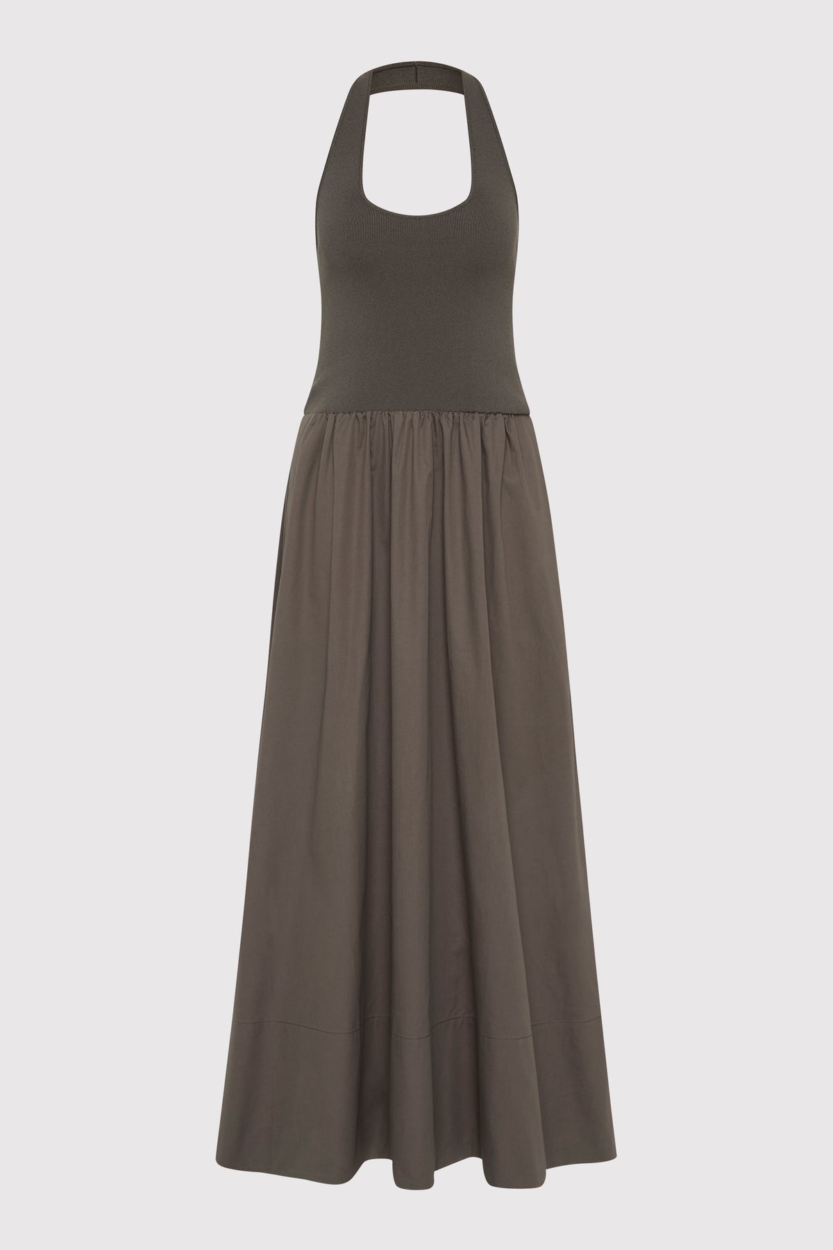 Halter Gathered Dress - Khaki