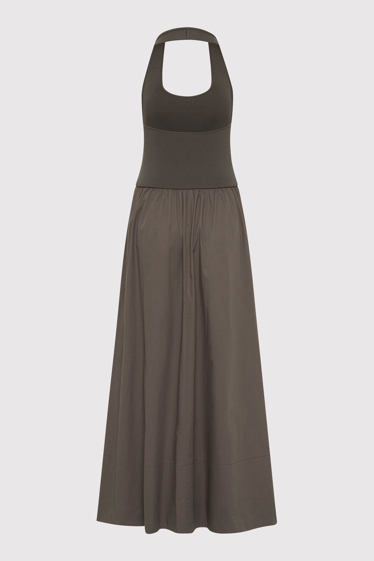 Halter Gathered Dress - Khaki