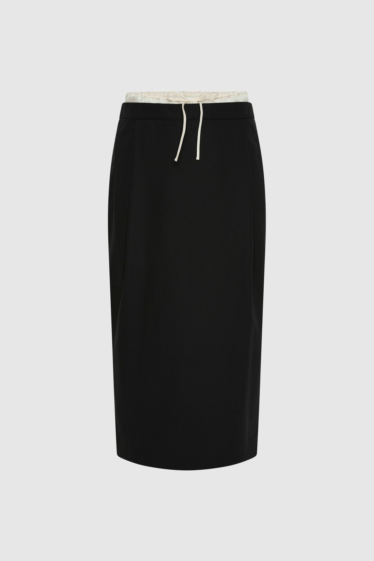 Layered Waist Column Skirt - Black - Ghost