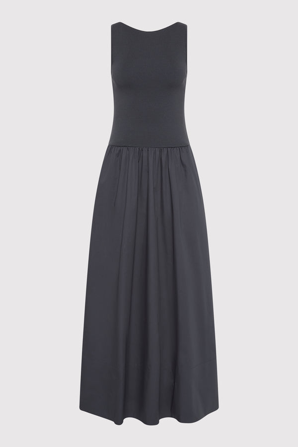 Bateau Cut Out Dress - Graphite