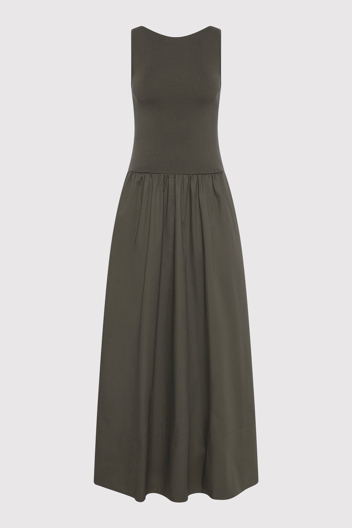Bateau Cut Out Dress - Khaki