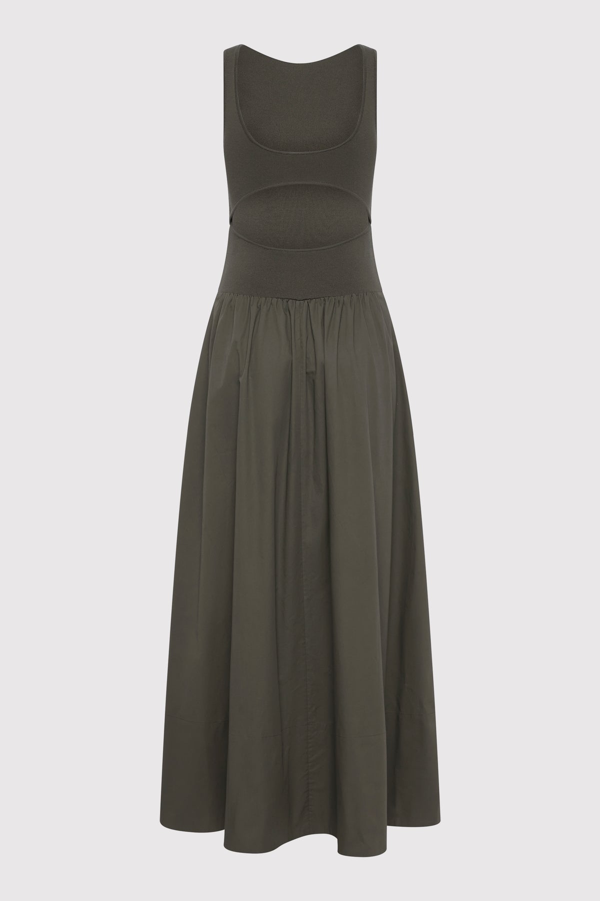 Bateau Cut Out Dress - Khaki
