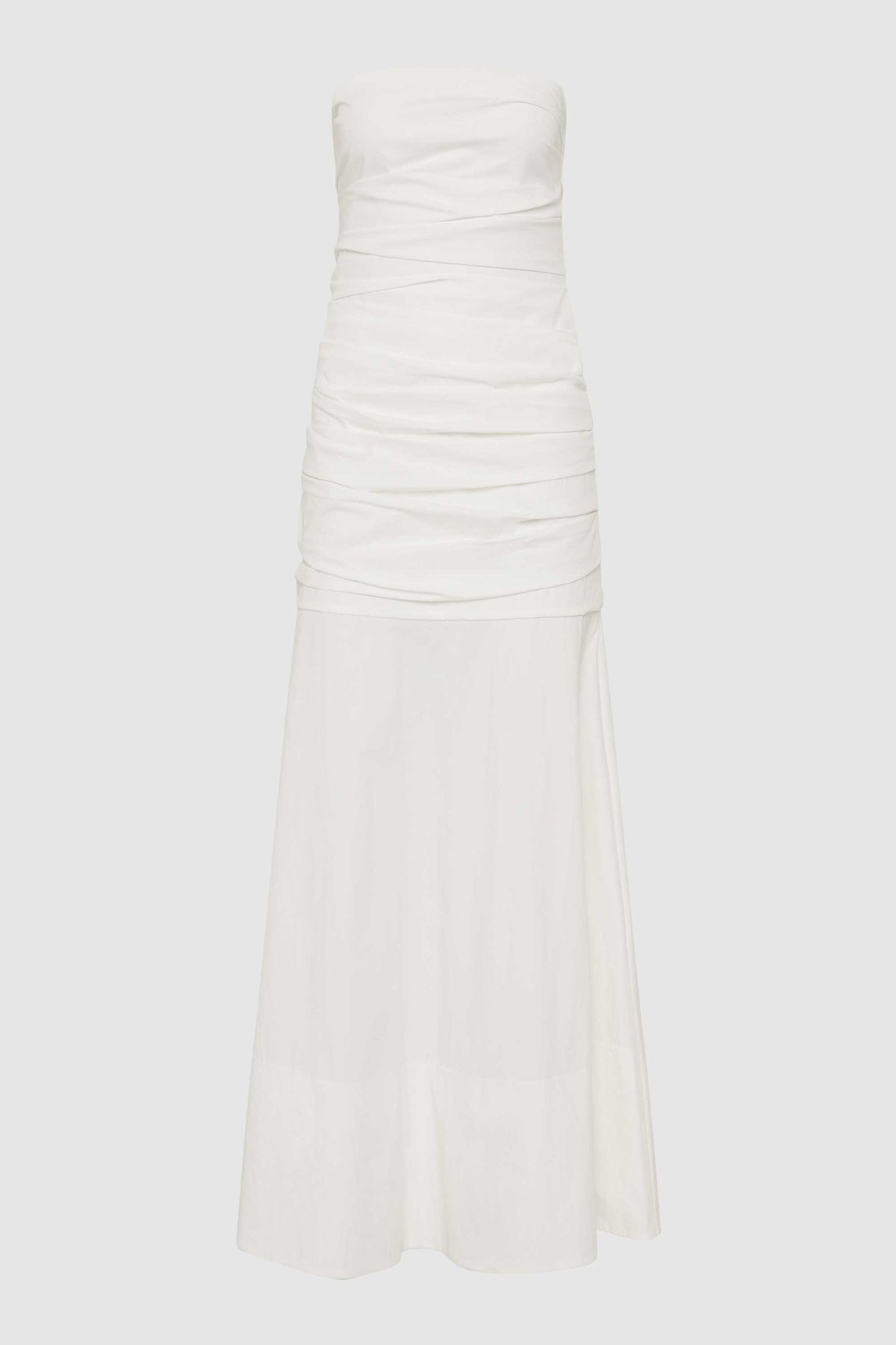 Gathered Strapless Longline Dress - White