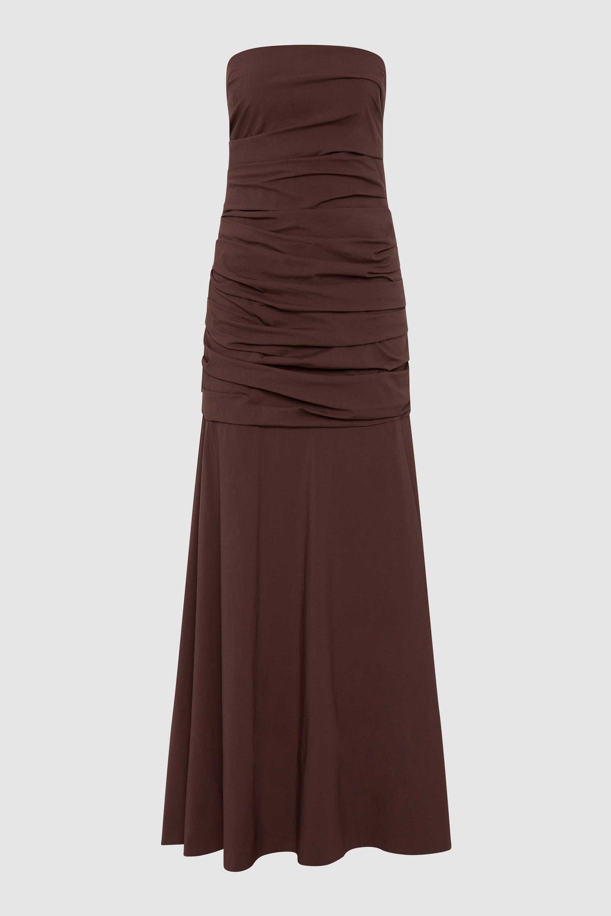 Gathered Strapless Longline Dress - Liqueur