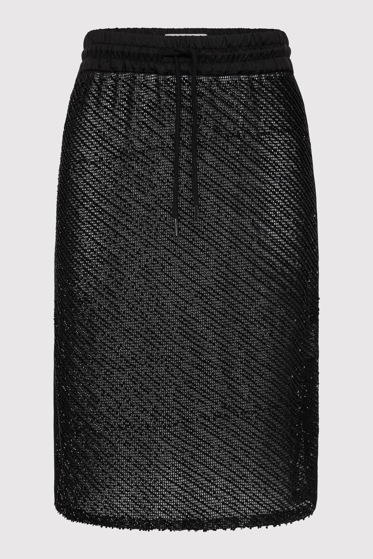 Glass Beaded Mesh Skirt - Jet Black