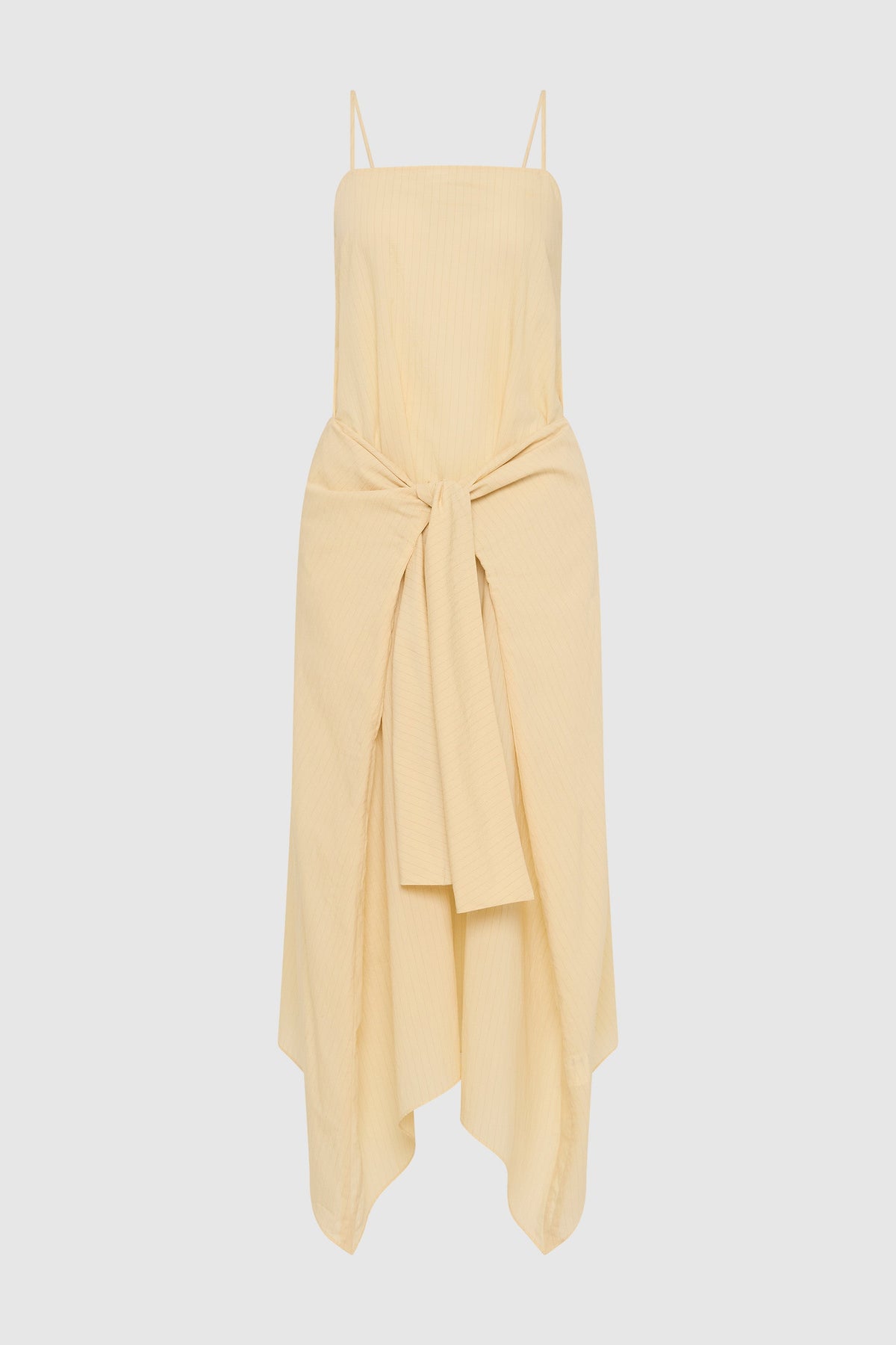 Pinstripe Relaxed Cocoon Dress - Straw