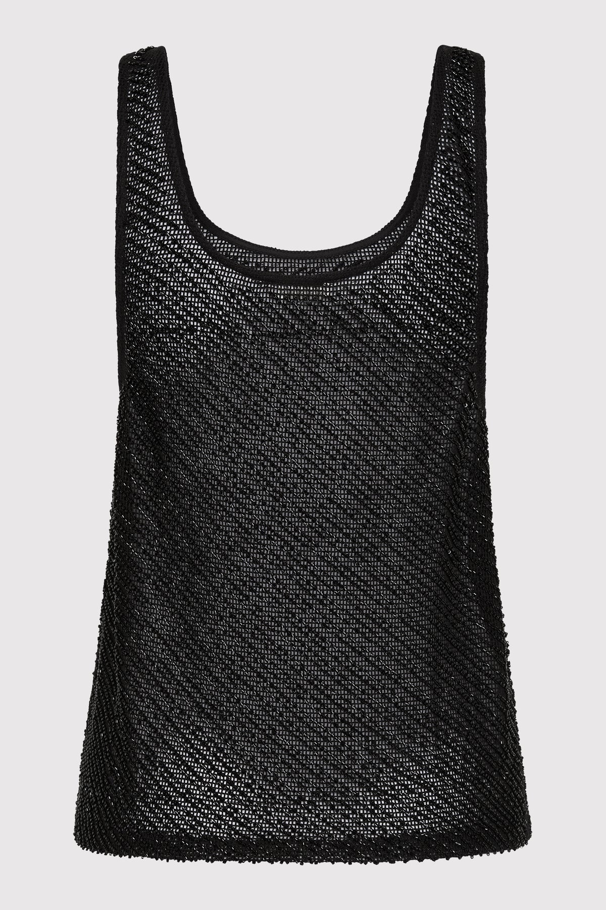 Glass Beaded Mesh Top - Jet Black