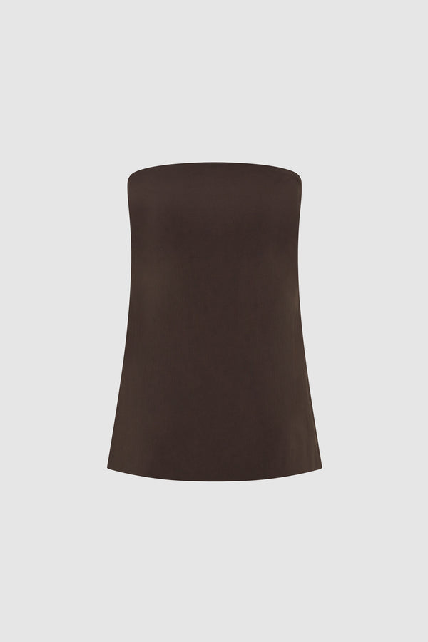 Strapless Rouleau Tie Top - Bark