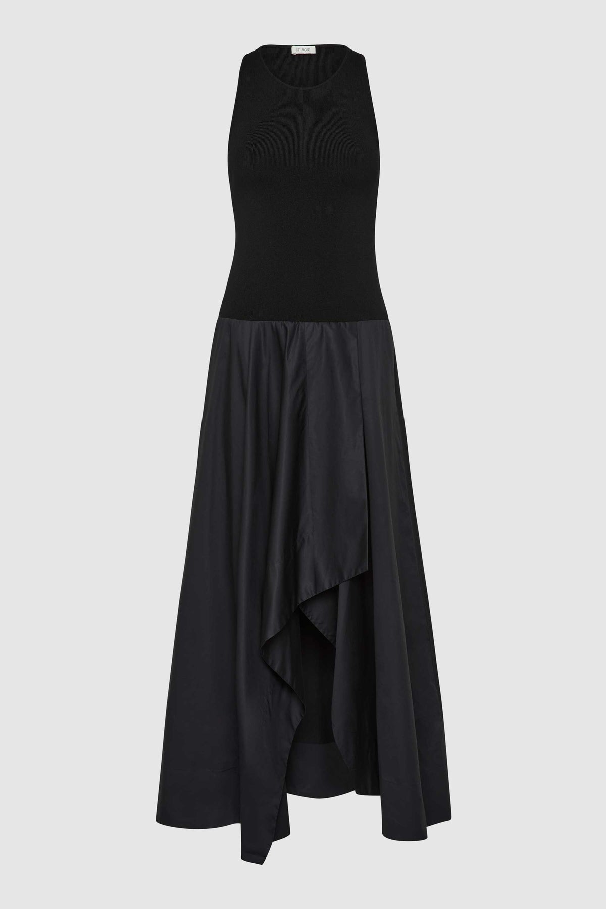 Knit Bodice Asymm Dress - Black