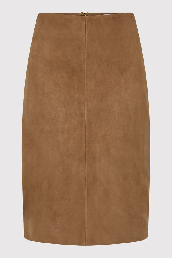 Suede Pencil Skirt - Toffee