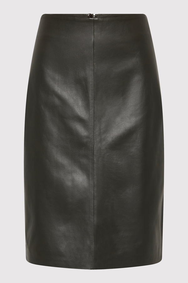 Leather Pencil Skirt - Khaki