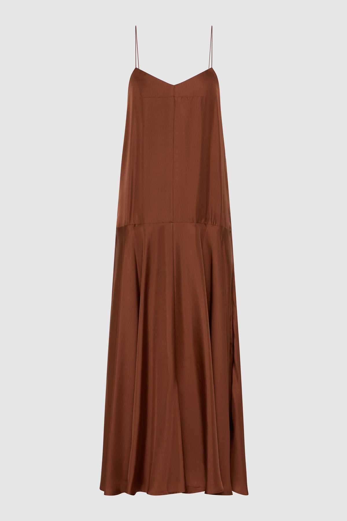 Silk Twill Relaxed Slip Dress - Brick