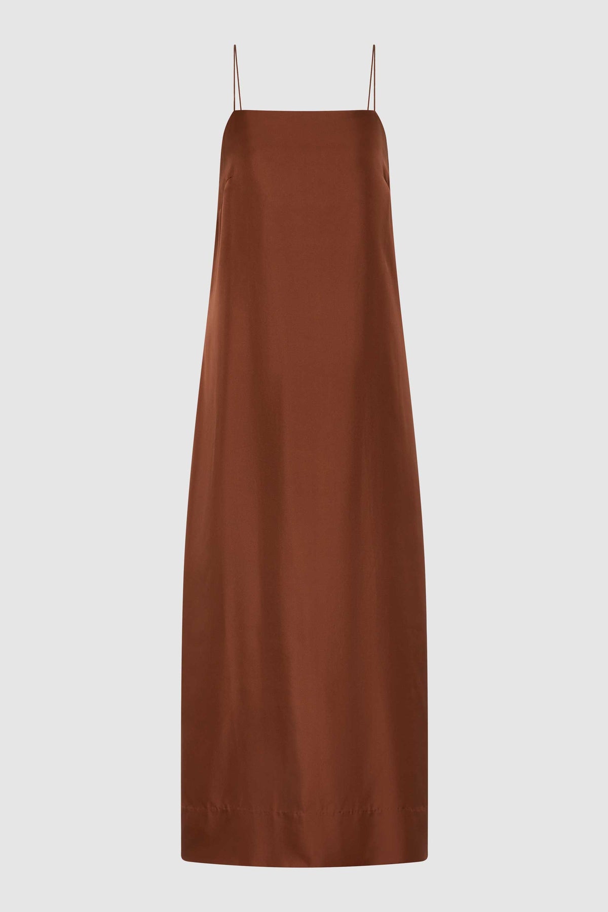 90s Silk Twill Slip Dress - Brick