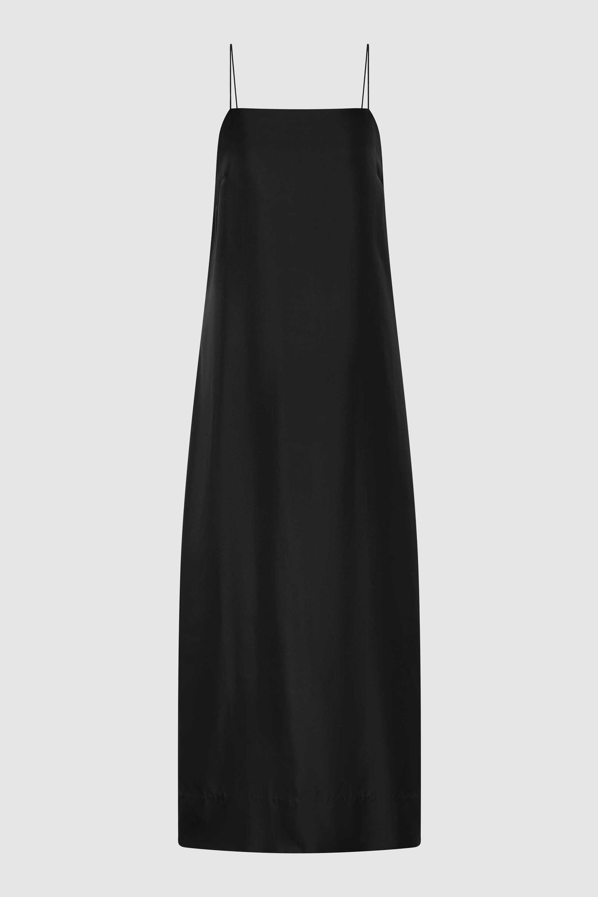 90s Silk Twill Slip Dress - Black
