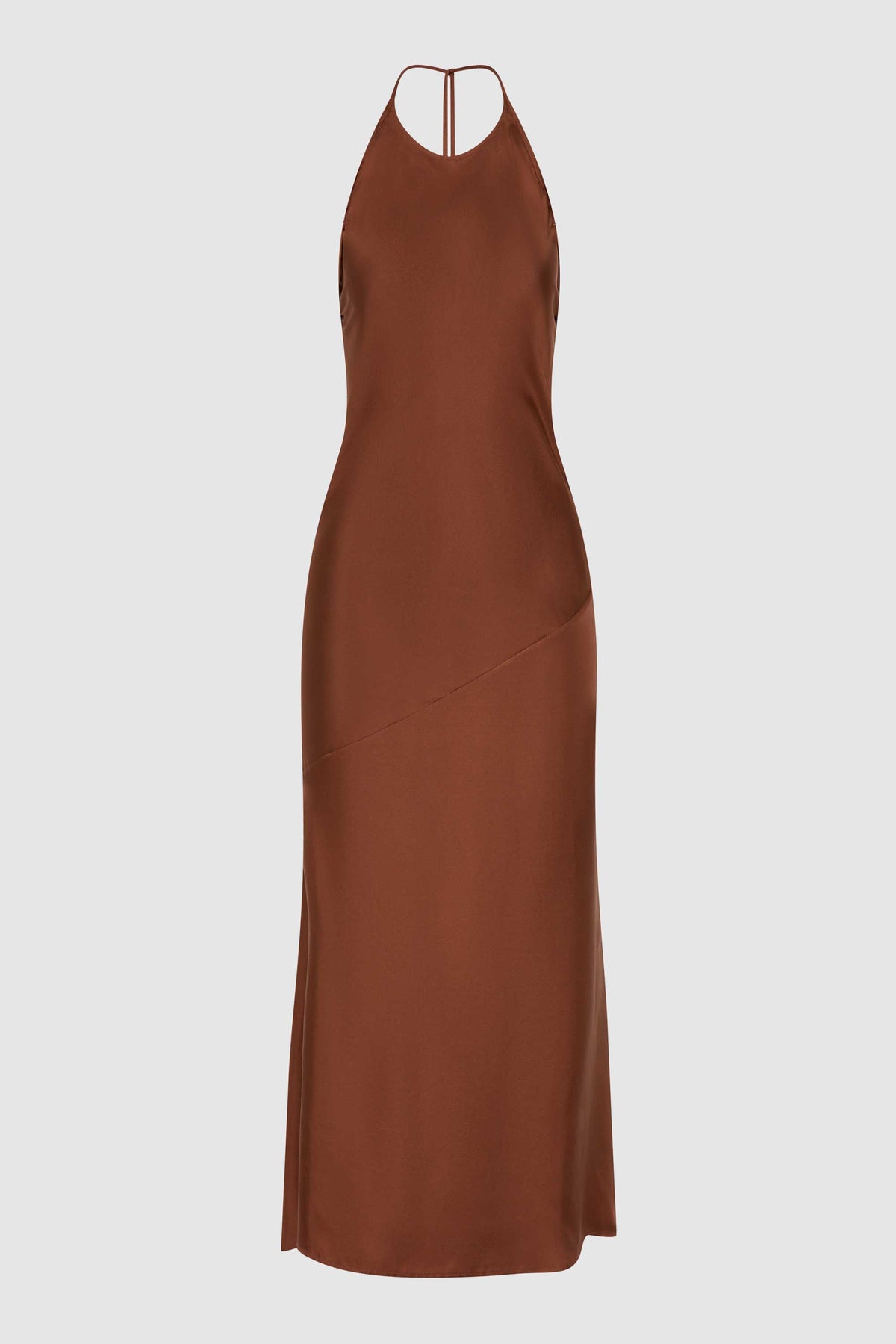 Silk Twill Halter Dress - Brick
