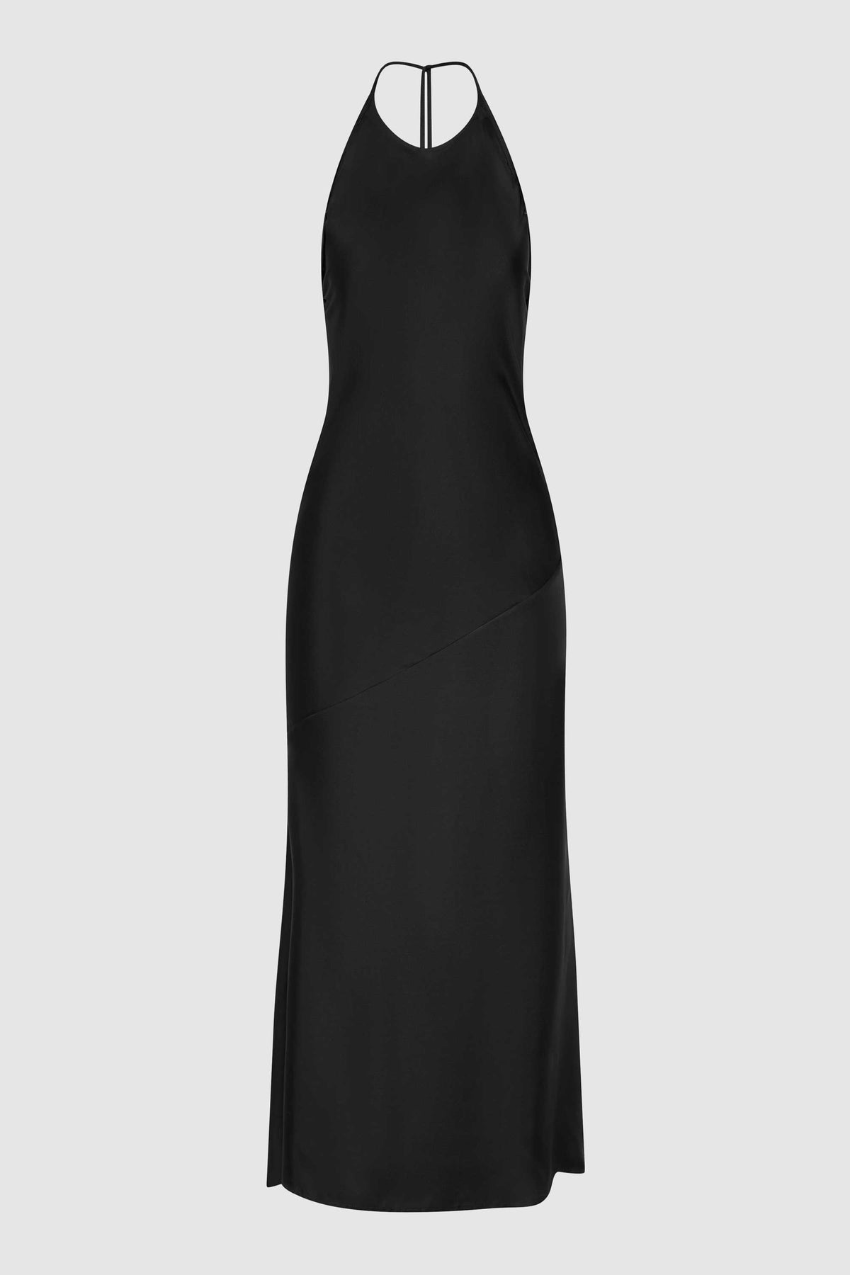 Silk Twill Halter Dress - Black